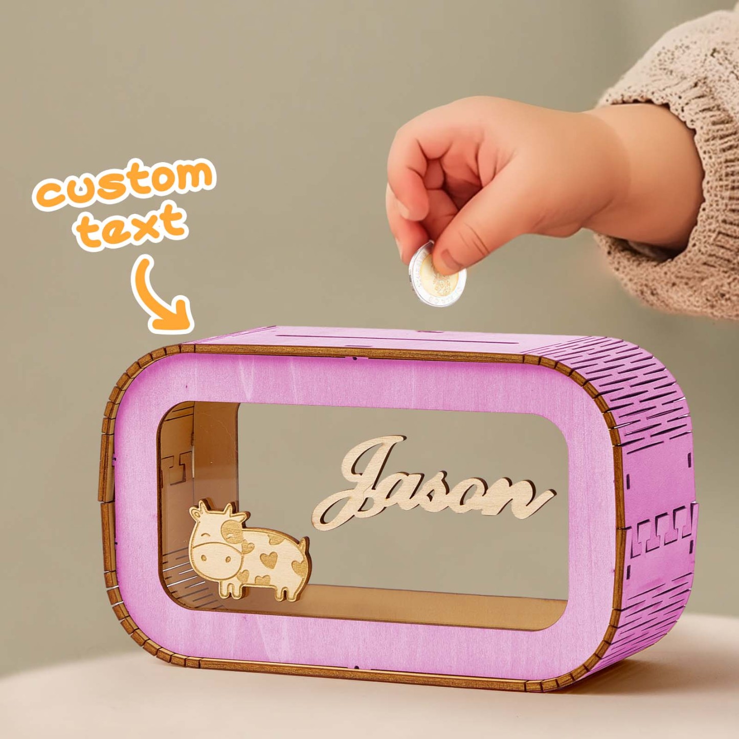 Custom Wooden Piggy Bank with Name Personalized Coin Name Bank Money Box Nursery Decoration - soufeelau