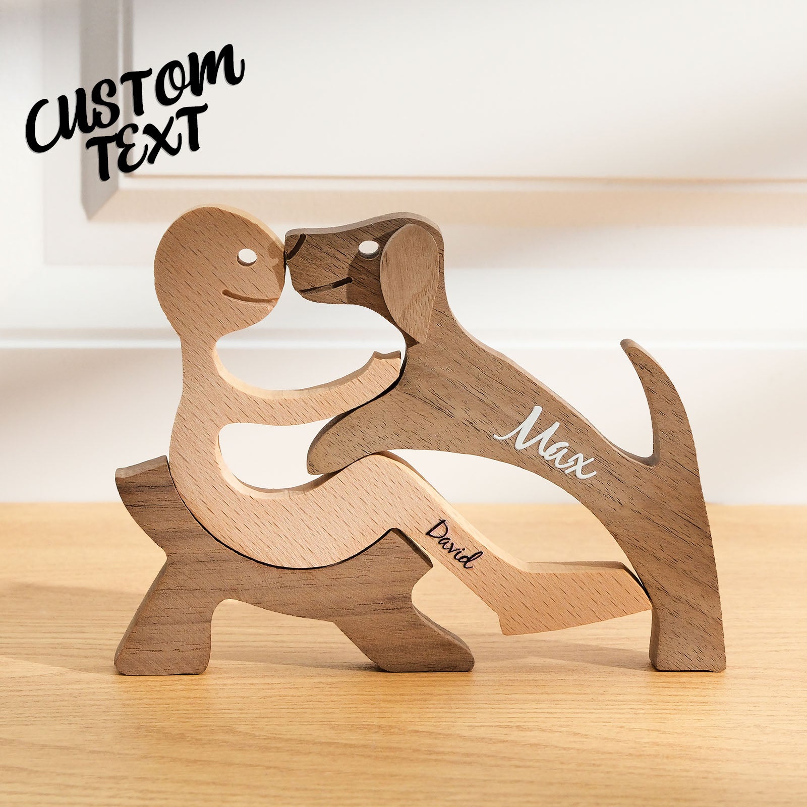 Custom Name Wooden Pet Carving Blocks Table Decor Gifts for Pet Lover - soufeelau