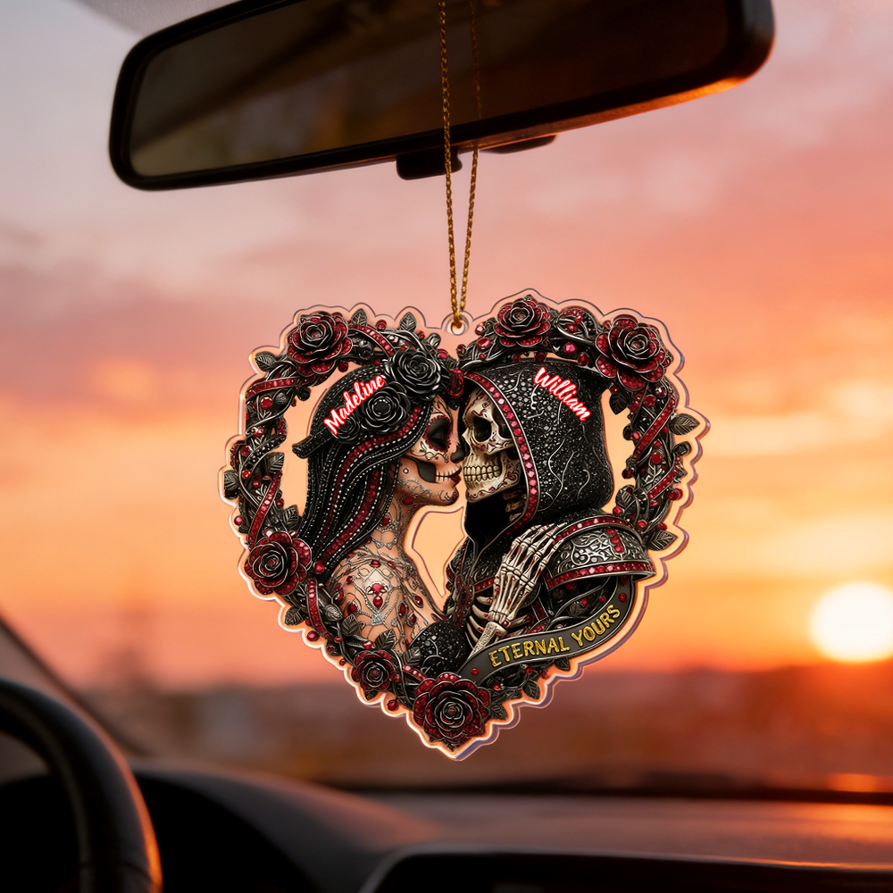 Personalized Skull Couple Christmas Ornament Custom Name Ornament Couple Gifts - soufeelau