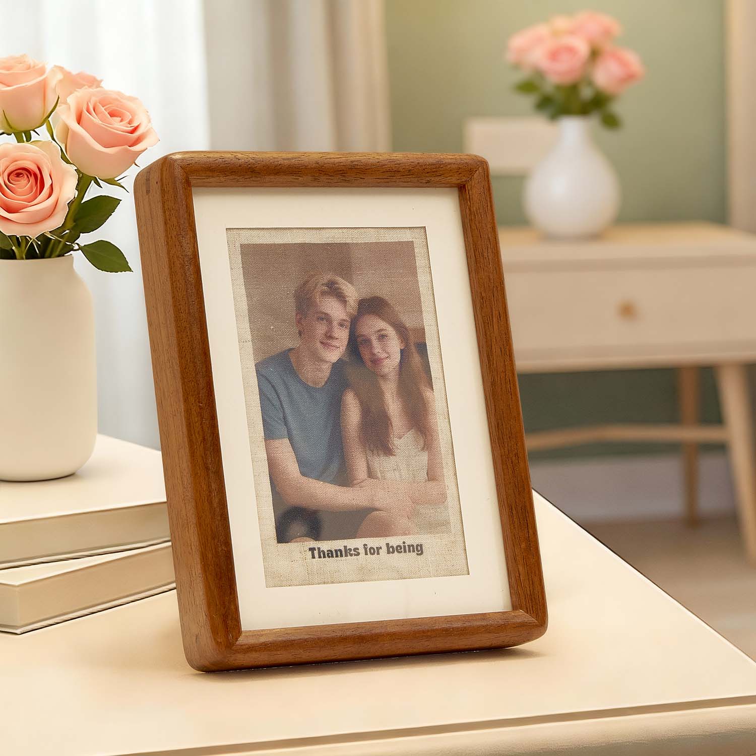 Custom Photo Linen Personalised Linen Print with Text Vintage Style - soufeelau