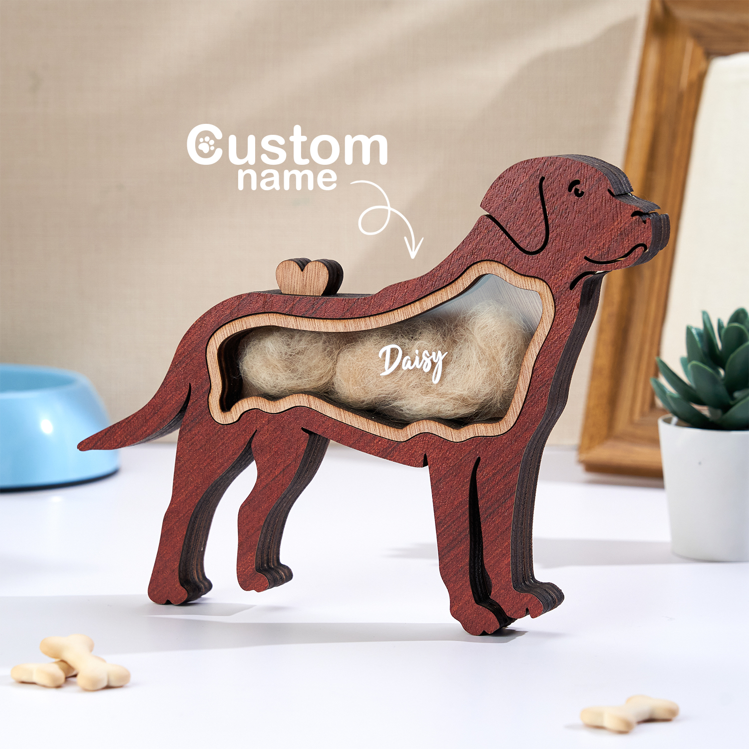 Custom Name Pet Hair Collection Ornament Wooden Home Decor Pet Keepsake Gifts Gifts For Pet Lovers - soufeelau