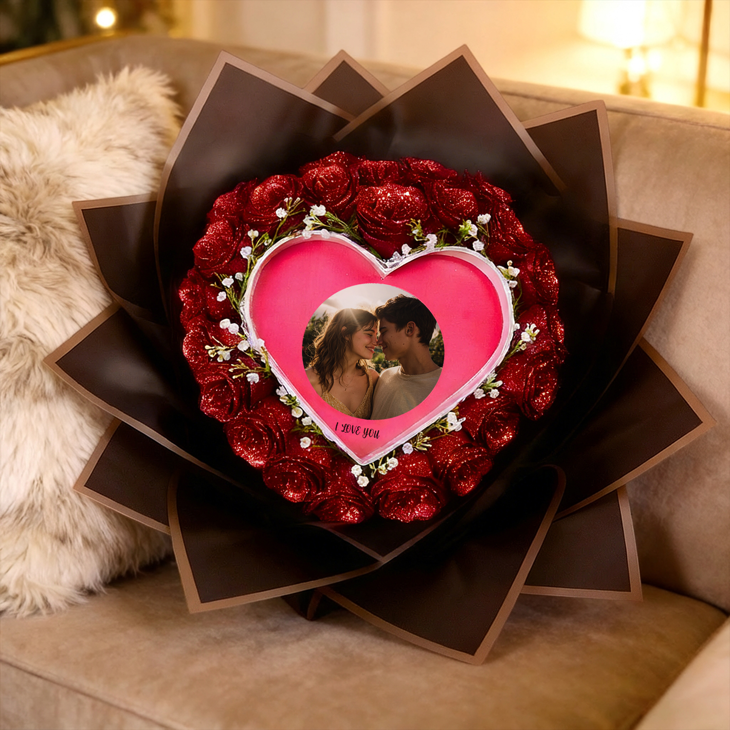 Custom Photo Rose Bouquet Personalized Everlasting Sparkling Rose Bouquet DIY Kit Perfect Gift for Girlfriend