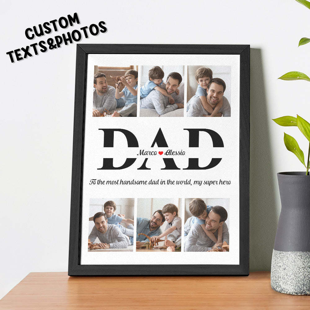 Custom Photo and Text Wooden Frame Unique Design Father's Day Gifts - soufeelau
