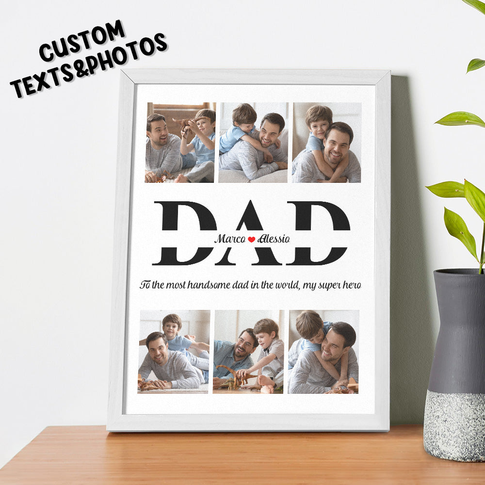 Custom Photo and Text Wooden Frame Unique Design Father's Day Gifts - soufeelau