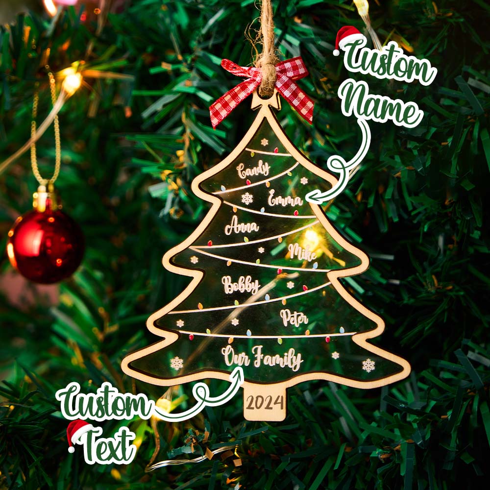 Personalized Christmas Tree Ornament with Names Family Christmas Ornament Gift - soufeelau