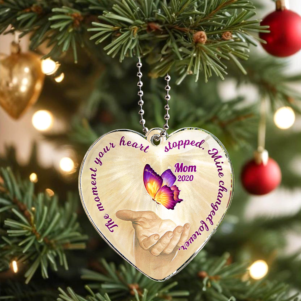 Personalized Butterfly Car Ornament with Name Heart Memorial Ornament Gift - soufeelau