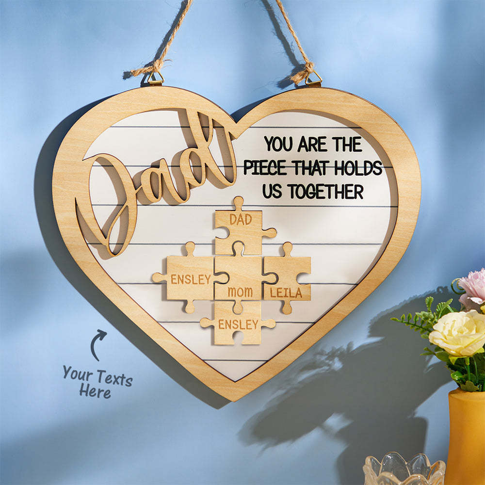 Custom Engraved Ornament Heart Shape Puzzle Pieces Gifts for Dad - soufeelau
