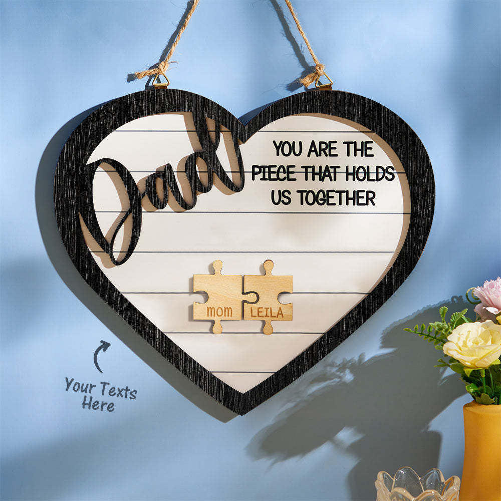 Custom Engraved Ornament Heart Shape Puzzle Pieces Gifts for Dad - soufeelau