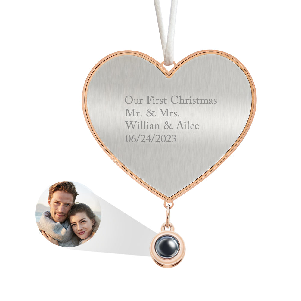 Custom Projection Ornament Personalized Heart Christmas Ornament Gifts for Her - soufeelau