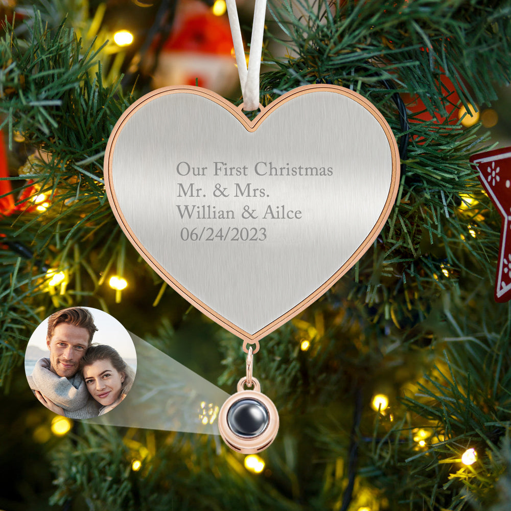 Custom Projection Ornament Personalized Heart Christmas Ornament Gifts for Her - soufeelau