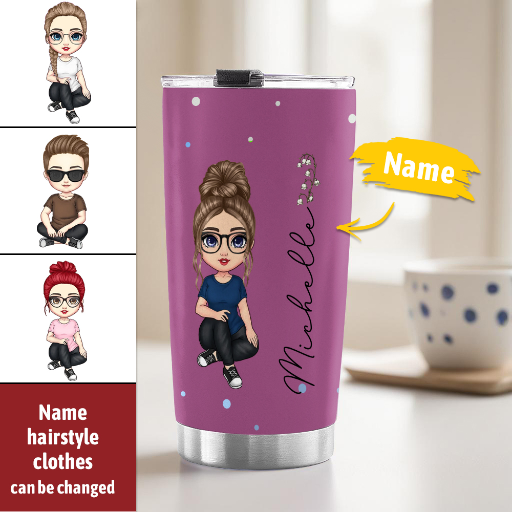 Personalised Cute Cartoon Birth Flower Water Cup Personalised Tumbler Cup Custom Name Cup Back to School Gift for Kids - soufeelau