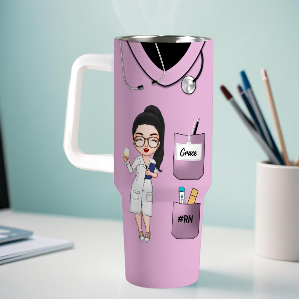 Custom Nurse Personalized Custom 40 Oz Stainless Steel Tumbler Medical Gift for Nurse - soufeelau