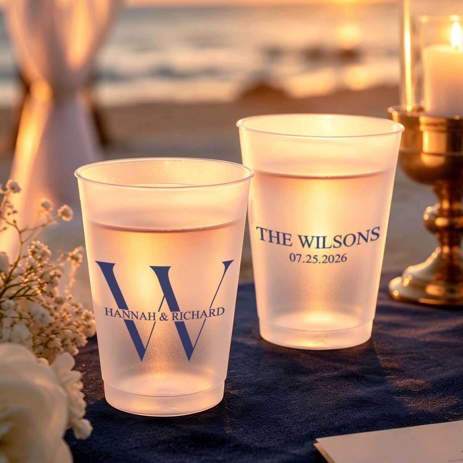 Personalized Frosted Wedding Cups – Custom Shatterproof Cups for Wedding Reception, Bar & Signature Cocktails - soufeelau