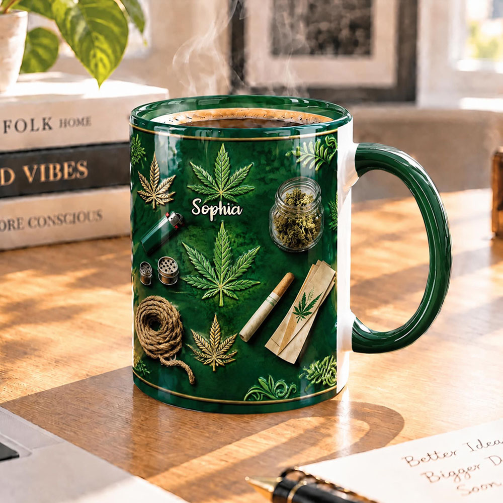 Green Magic Leaf - Personalized Weed Accent Mug Green Magic Leaf - Weed Accent Mug Marijuana Custom Mugs Funny Cannabis Coffee Mugs Gifts for Weeds Smokers - soufeelau