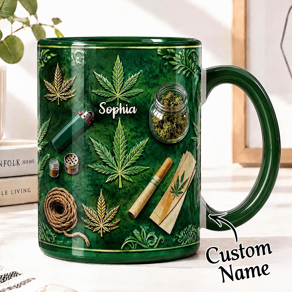 Green Magic Leaf - Personalized Weed Accent Mug Green Magic Leaf - Weed Accent Mug Marijuana Custom Mugs Funny Cannabis Coffee Mugs Gifts for Weeds Smokers - soufeelau
