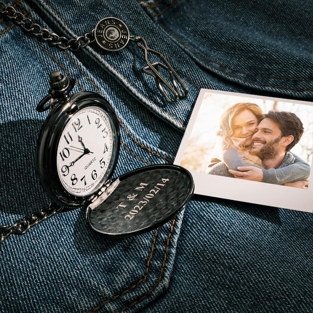 Scannable Custom Spotify Code Pocket Watch Engraved Photo Anniversary Personalised Gift - soufeelau