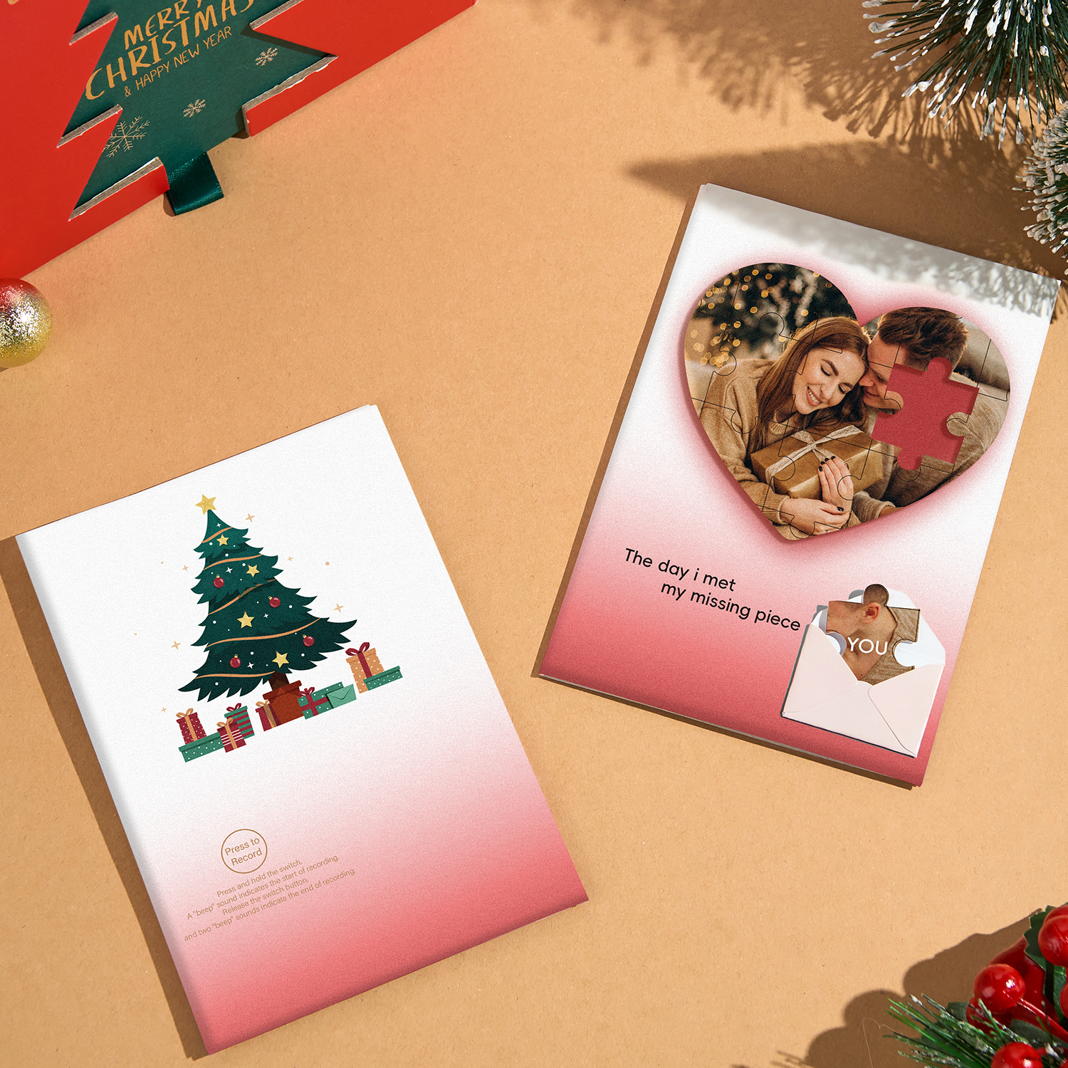 Custom Photo Puzzle Recording Greeting Card Personalized Christmas Recording Greeting Card Christmas Gift - soufeelau