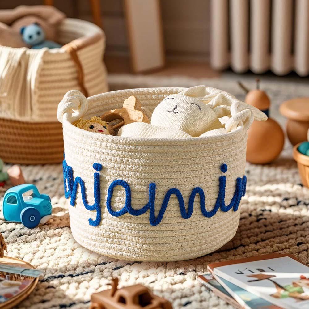 Personalized Baby Shower Basket with Name Custom Baby Toy Organizer Gift for Baby - soufeelau