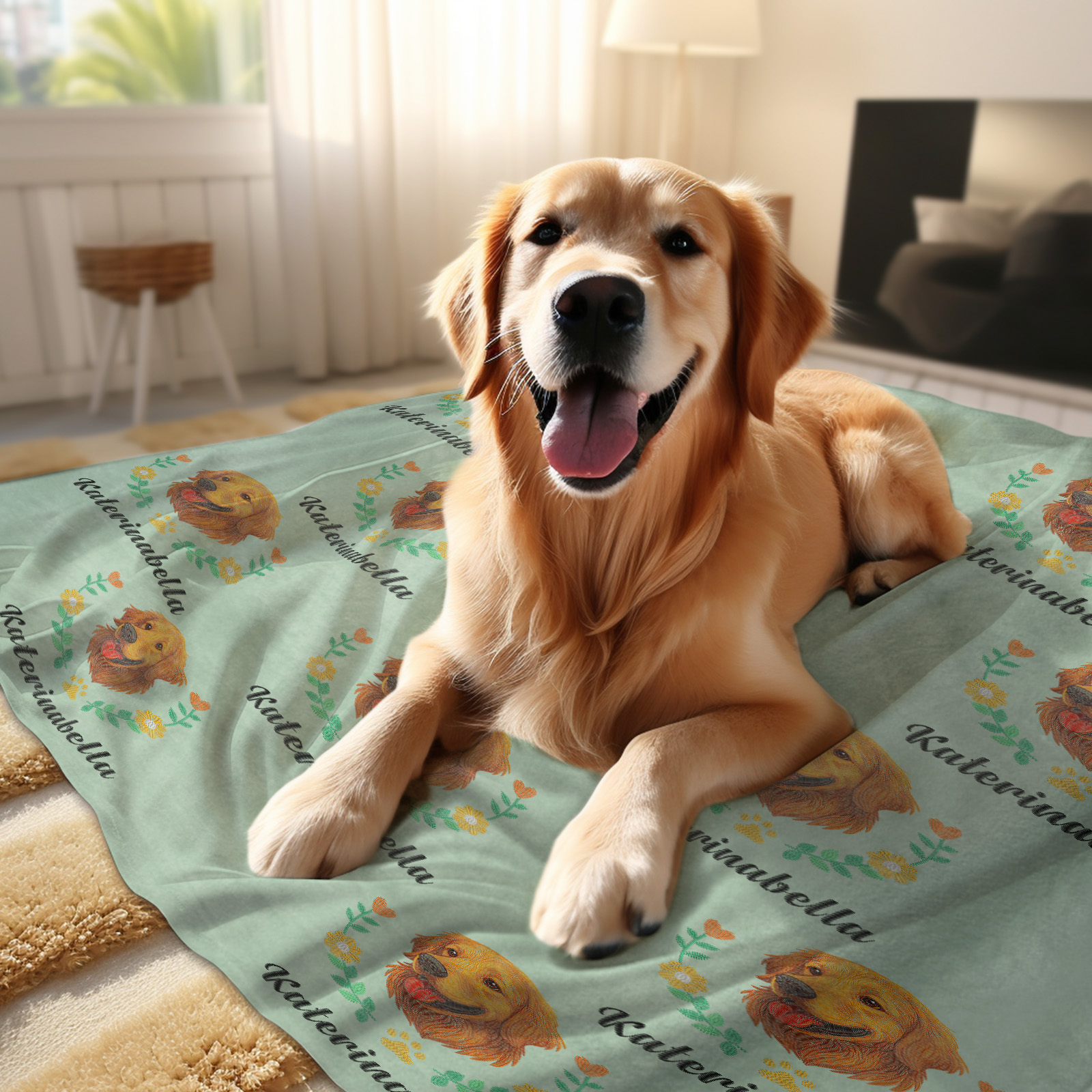 Custom Premium Faux Embroidered Style Pet Avatar Blanket - soufeelau