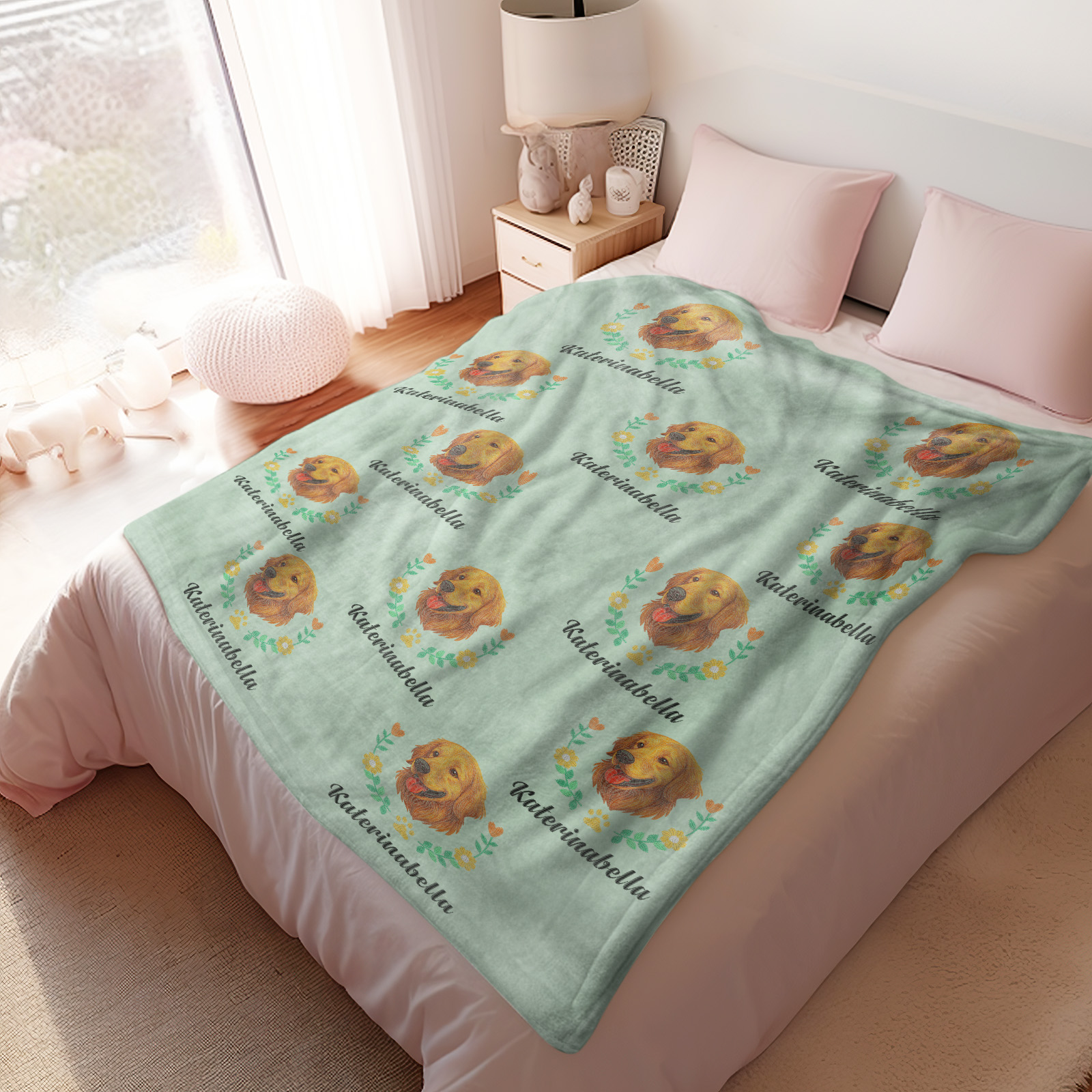 Custom Premium Faux Embroidered Style Pet Avatar Blanket - soufeelau
