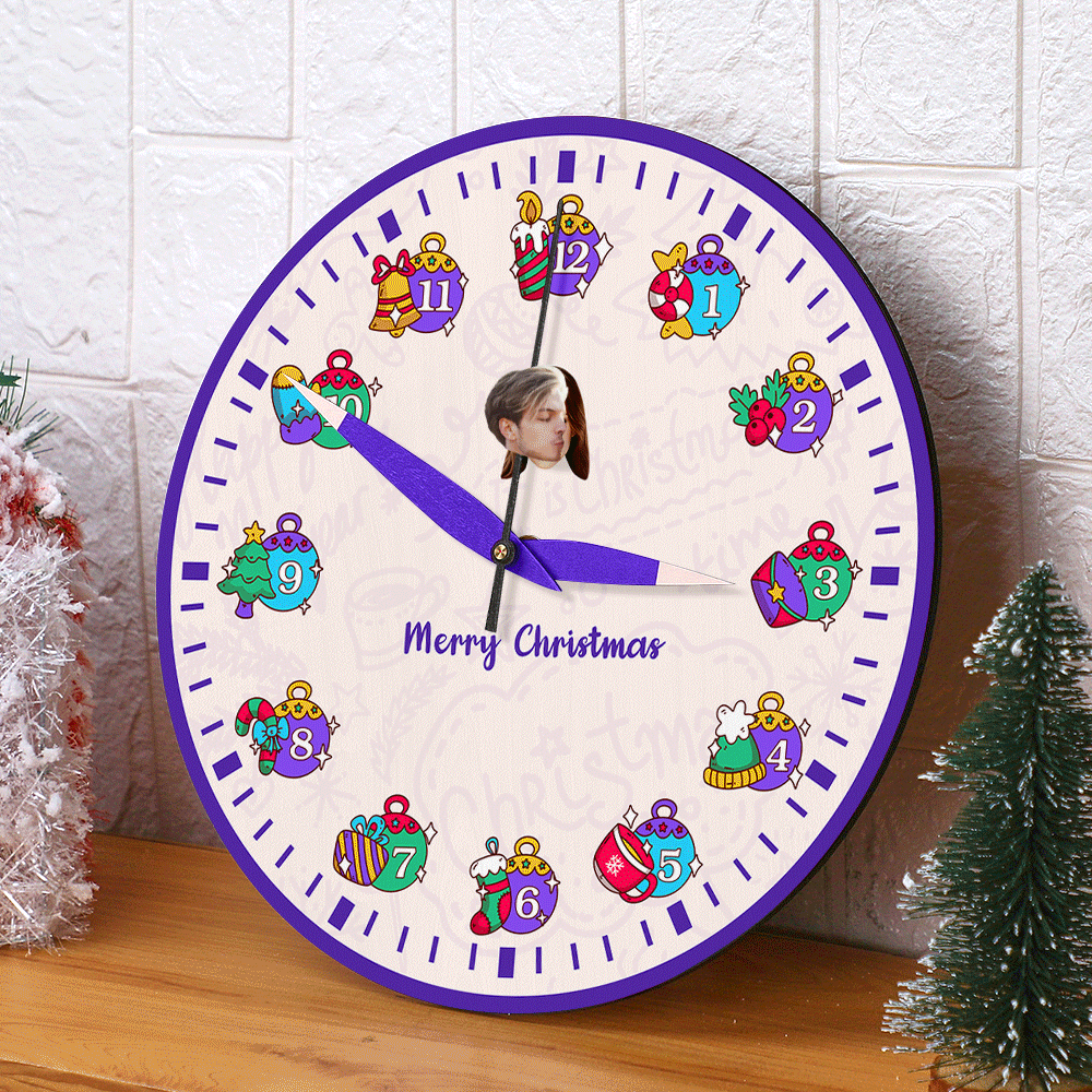 Custom Face Clock Christmas Gifts Kiss My Girl Add Personalized Text - soufeelau