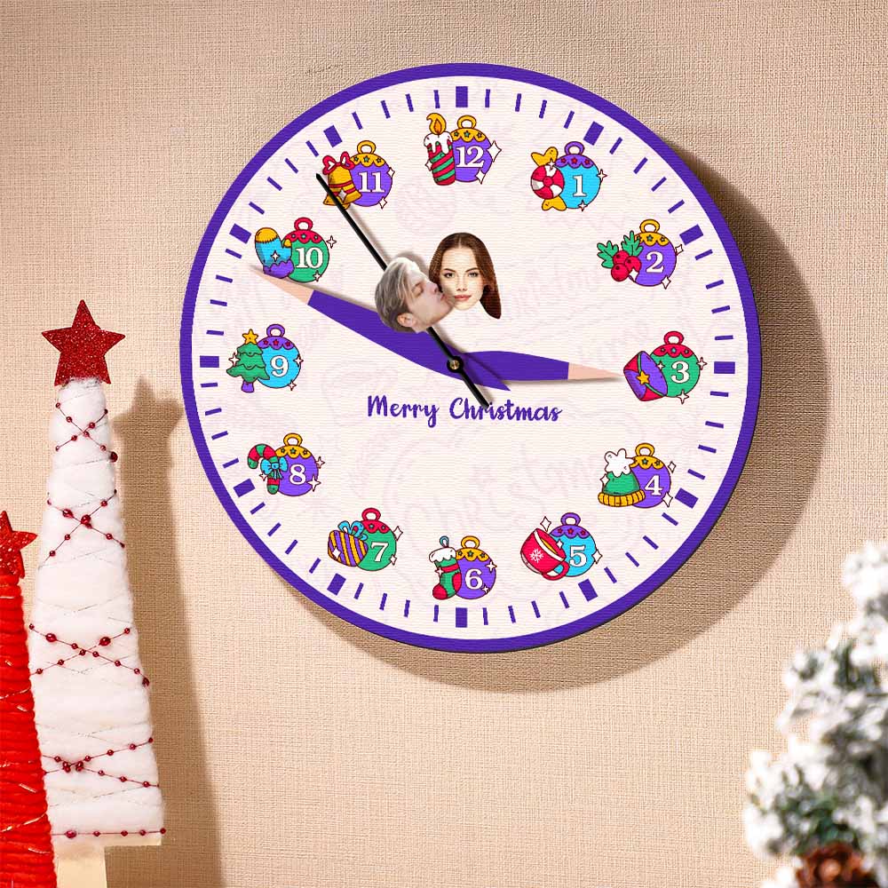 Custom Face Clock Christmas Gifts Kiss My Girl Add Personalized Text - soufeelau