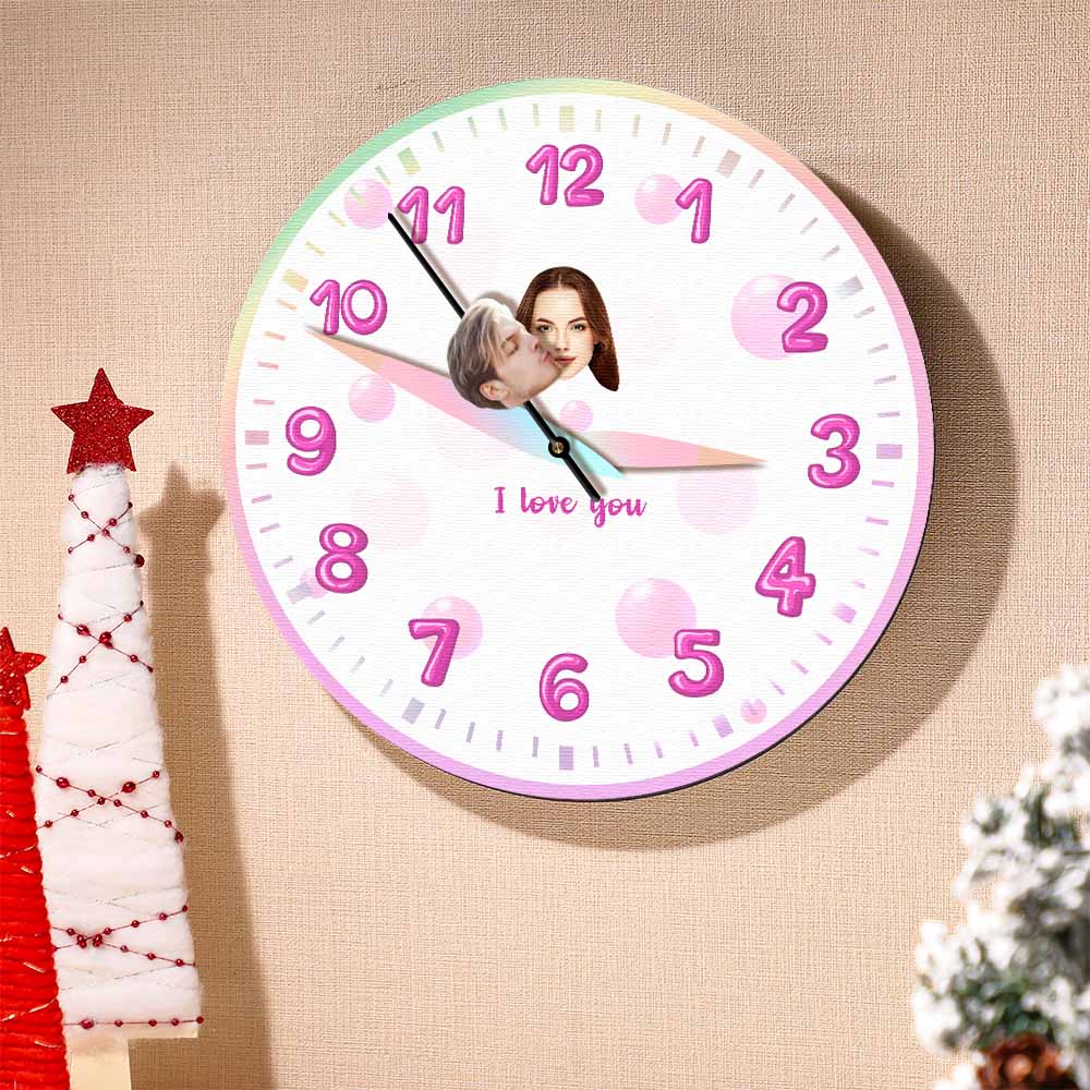Custom Face Clock Kiss My Girl All the Time Personalized Text - soufeelau