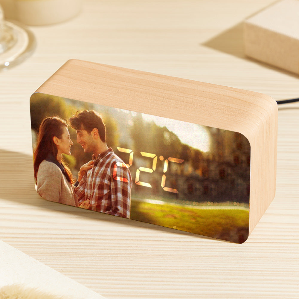 Custom Photo Wooden Alarm Clock Personalized Valentine's Day Gifts - soufeelau