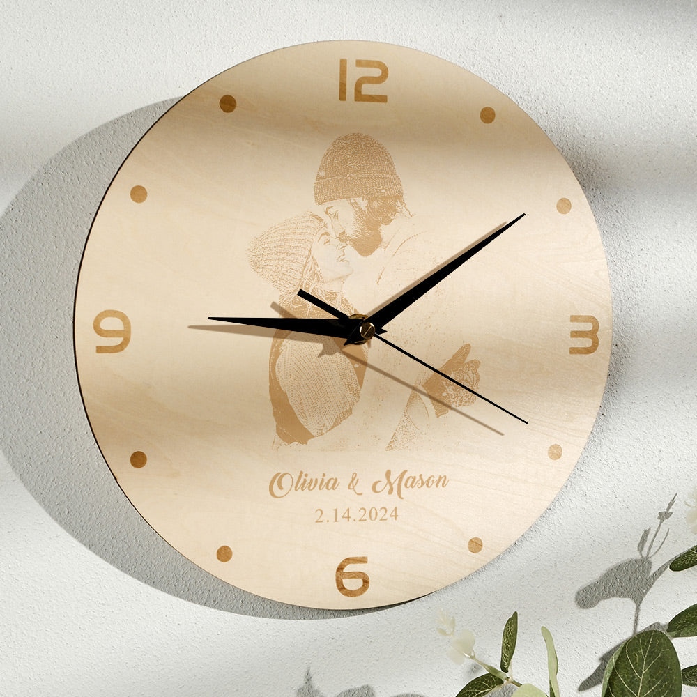 Custom Photo Wooden Clock Love Valentine's Day Gifts - soufeelau