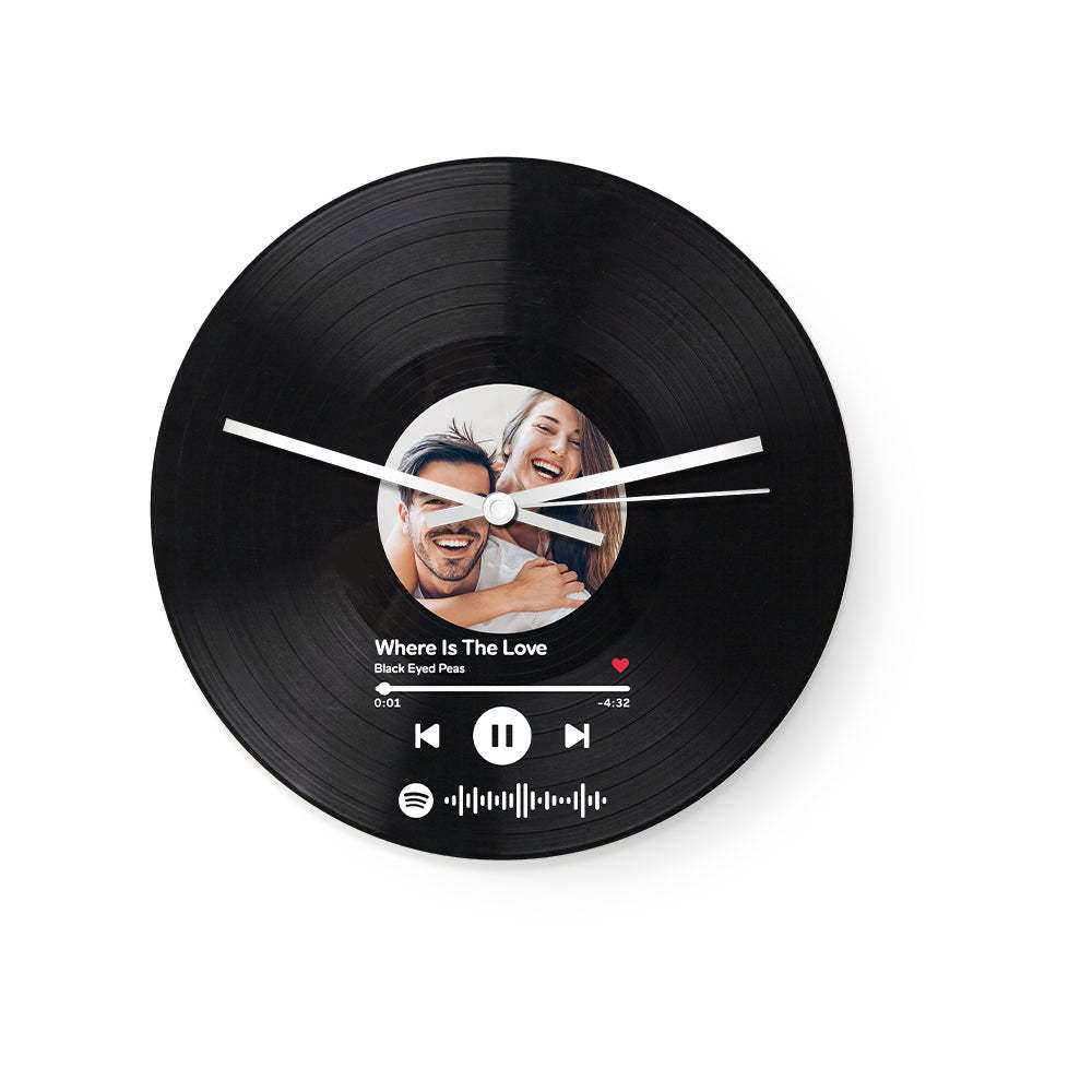 Personalized Vinyl Record Clock Custom Spotify Code Photo Clock Unique Home Decor Gifts - soufeelau