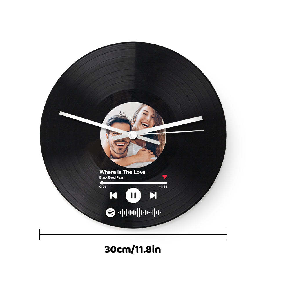 Personalized Vinyl Record Clock Custom Spotify Code Photo Clock Unique Home Decor Gifts - soufeelau