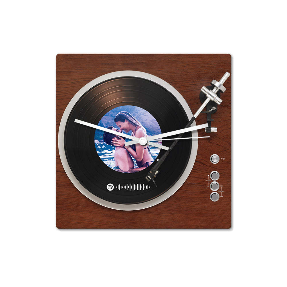 Custom Spotify Code Photo Square Clock Personalized Vinyl Record Clock Unique Home Decor Gifts - soufeelau