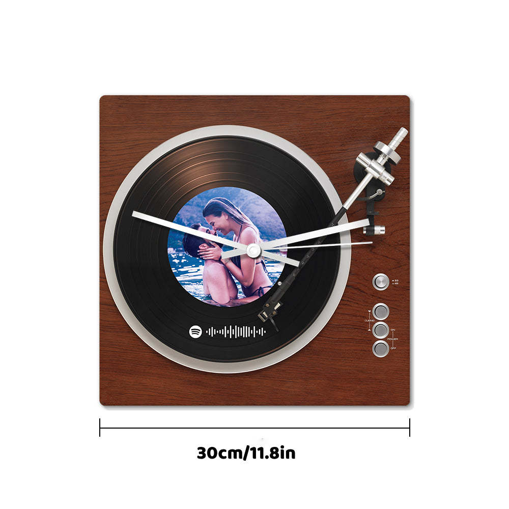 Custom Spotify Code Photo Square Clock Personalized Vinyl Record Clock Unique Home Decor Gifts - soufeelau