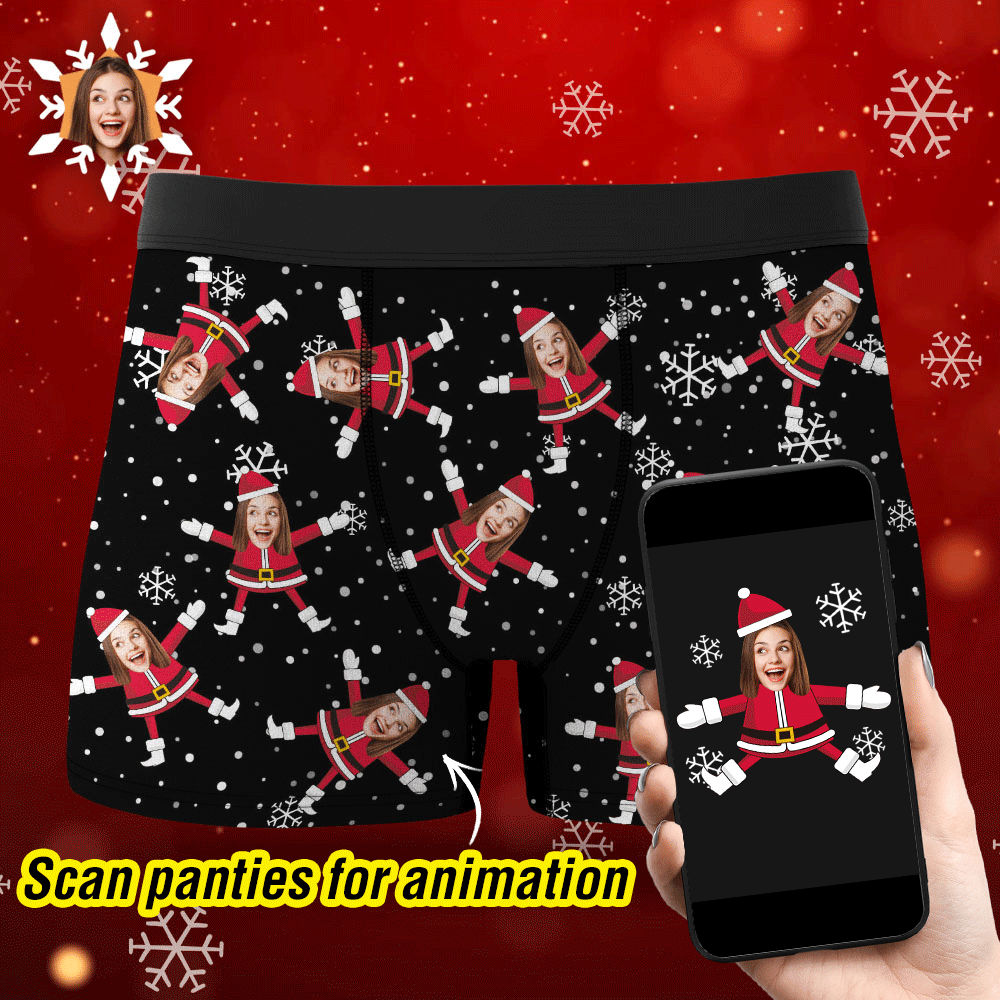 Custom Face Boxers Santa Claus Face Underwear Couple Gifts Christmas Gift AR View