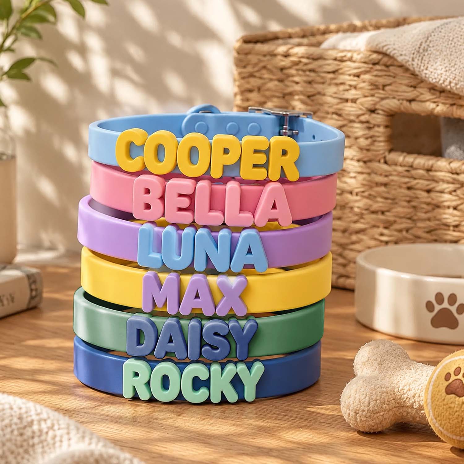 Personalized Waterproof Silicone Pet Collar Replaceable Letter Charms Pet Collar & Leash Set Easy to Clean Outdoor Pet Supplies - soufeelau