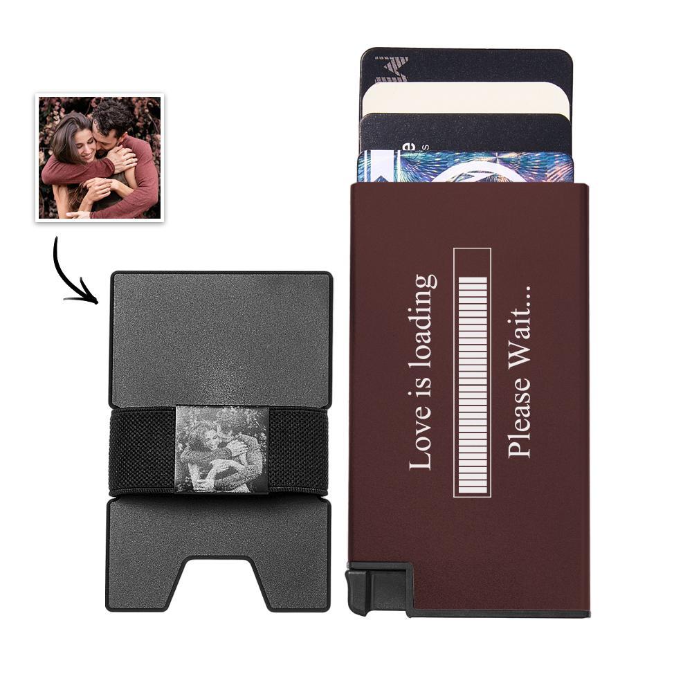 Custom Photo Automatic Ejection Card Wallet With Cash Strap Trendy Card Holder Business Accessory For Men - soufeelau