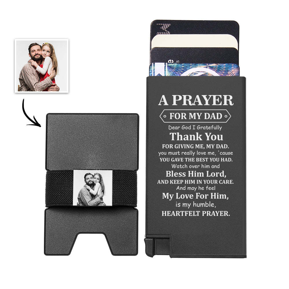 Custom Photo Automatic Ejection Card Wallet With Cash Strap Metal Card Holder Business Accessory For Dad - soufeelau