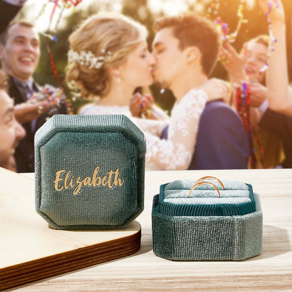 Personalized Ring Box Custom Text Square Ring Box Engagement Wedding Ring Box - soufeelau