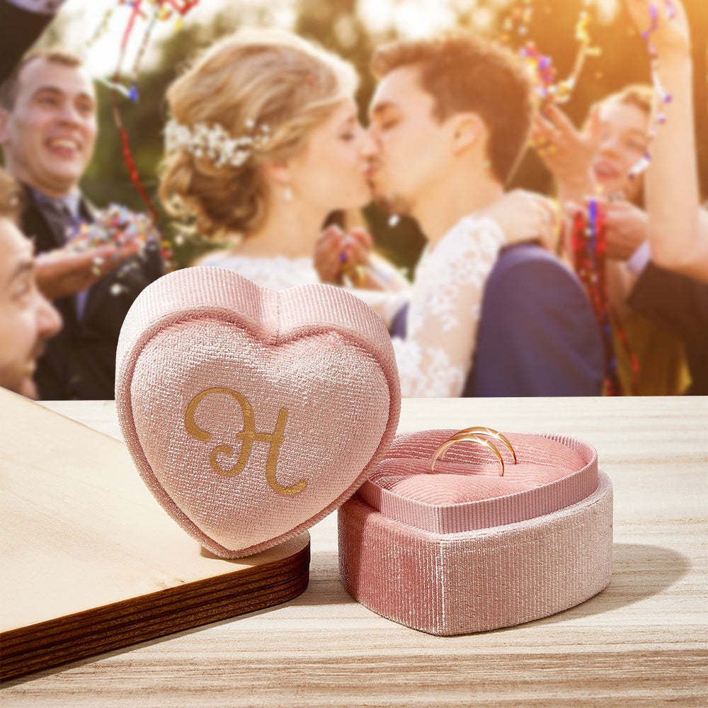 Personalized Ring Box Custom Text Heart Shaped Ring Box Engagement Wedding Ring Box - soufeelau