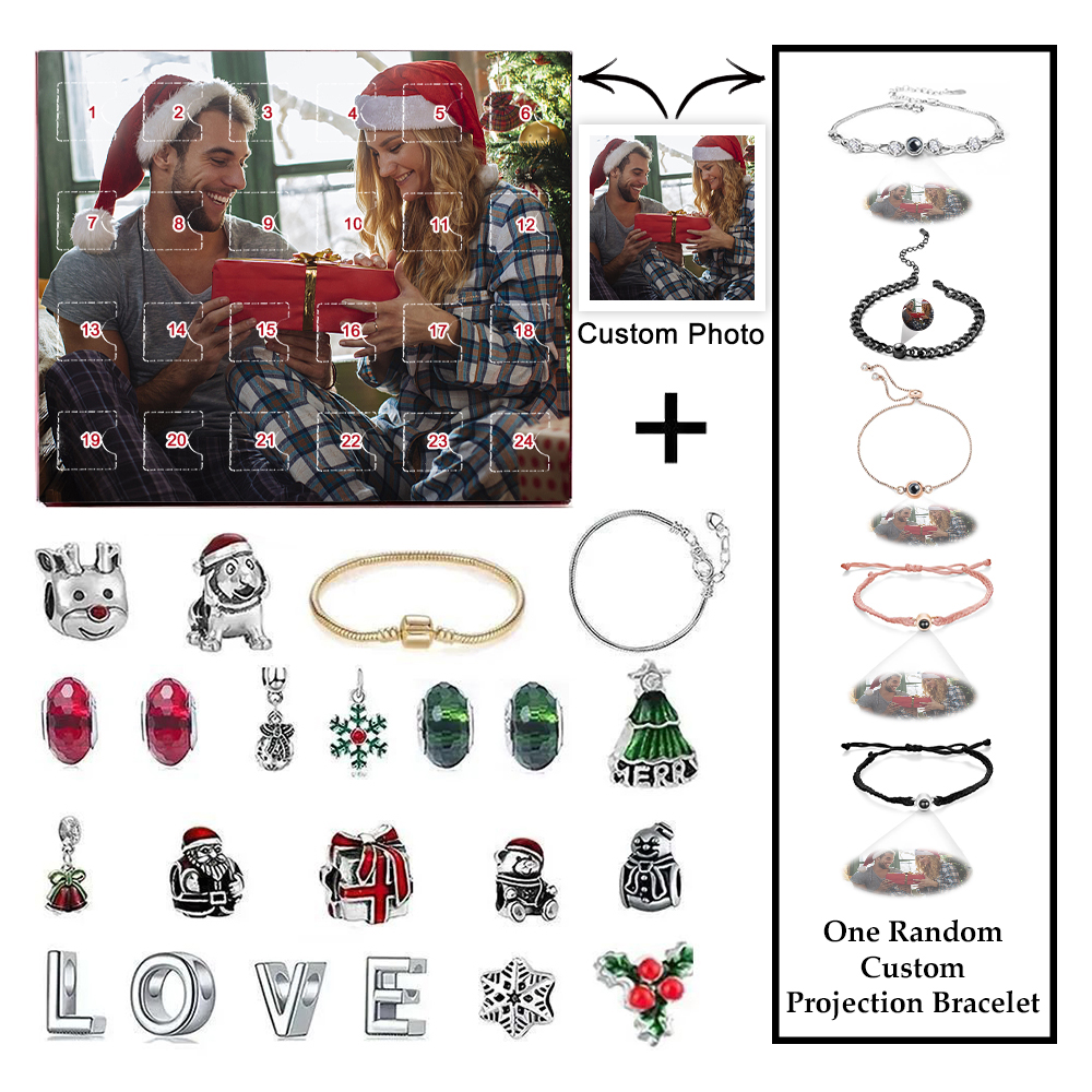 Personalized Projection Bracelet Advent Calendar Christmas Bracelet 24 Calendar Countdown Gift Box Bracelet For Her - soufeelau