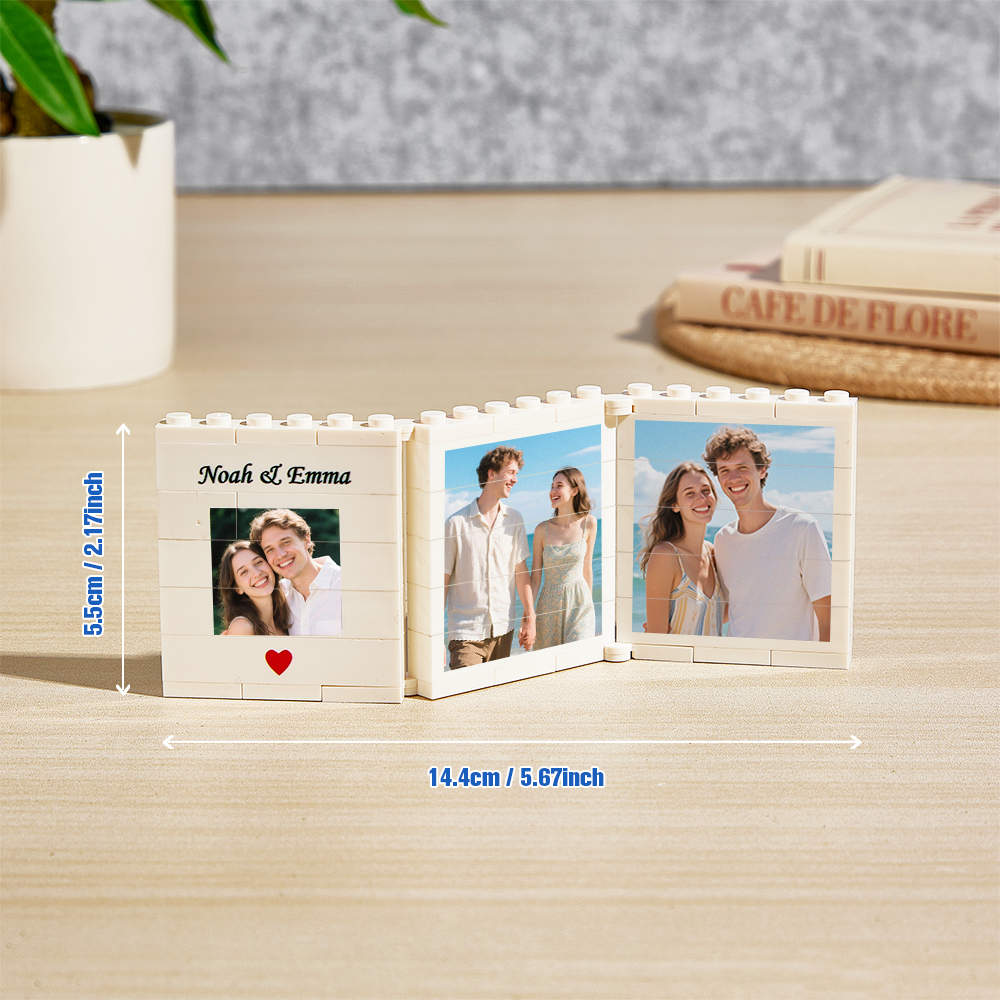 Personalized Fold-Out Brick Photo Block Gift Custom Text Mini Photo Album Keepsake Gift for Her Gift for Anniversary - soufeelau
