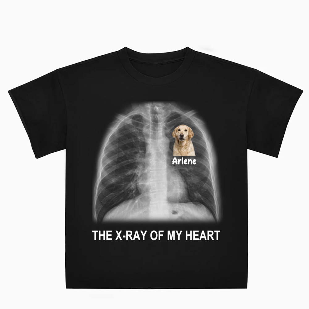 Text X-Ray Of My Heart - Personalized T-Shirt Gift For Dog Lover - soufeelau