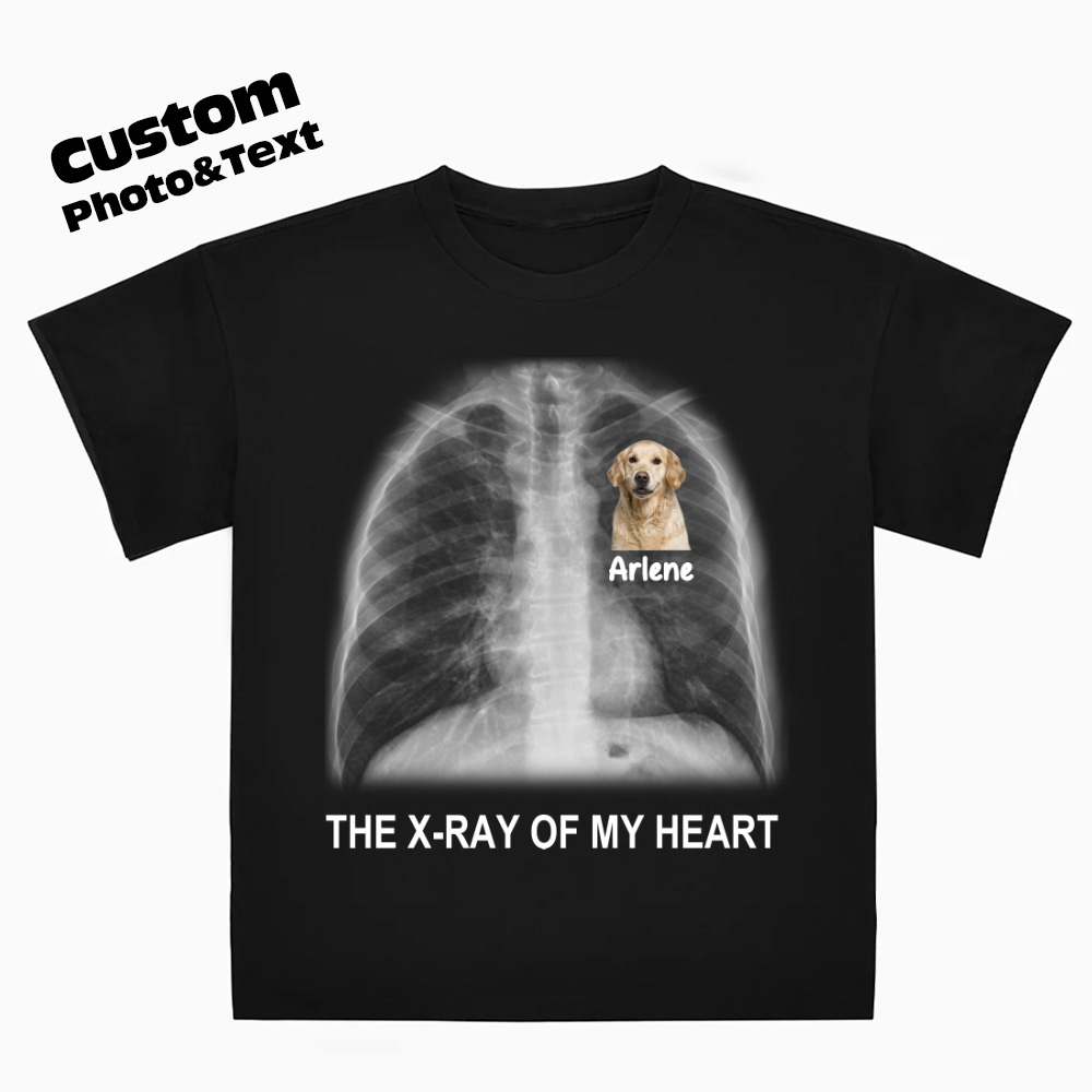 Text X-Ray Of My Heart - Personalized T-Shirt Gift For Dog Lover - soufeelau