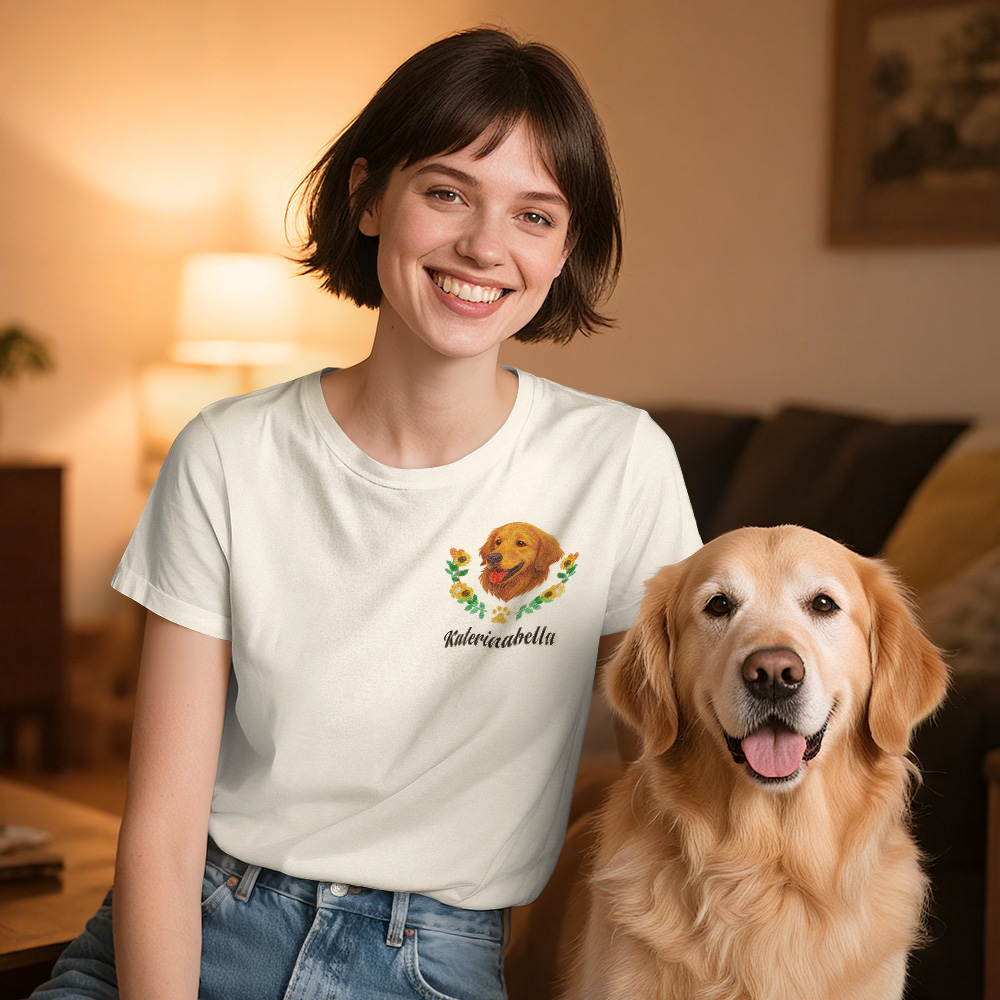 Custom Embroidered Style Pet Avatar Tshirt - soufeelau