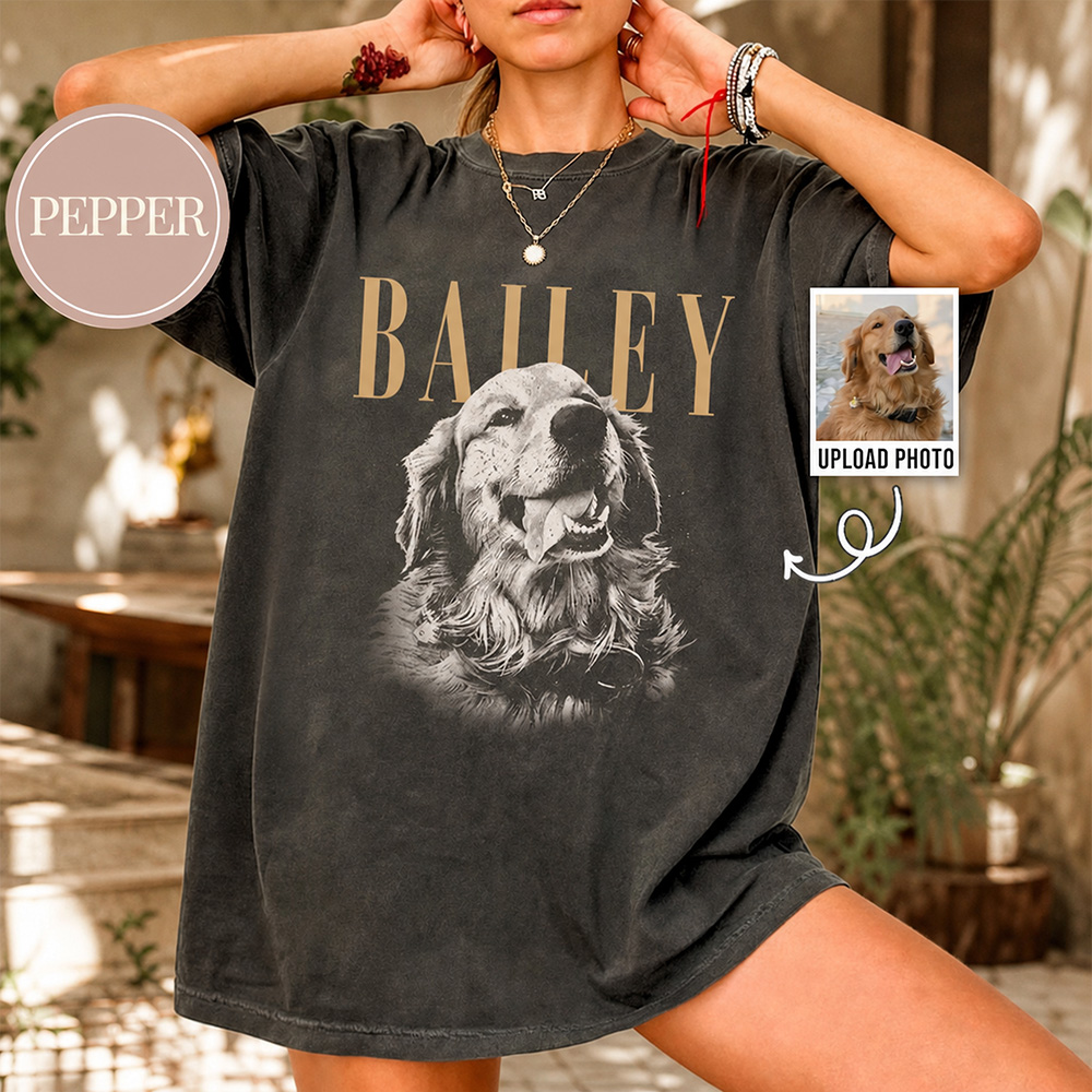 Custom Pet Photo & Name Comfort Colors Shirt – Personalized Dog & Cat Lover Gift - soufeelau