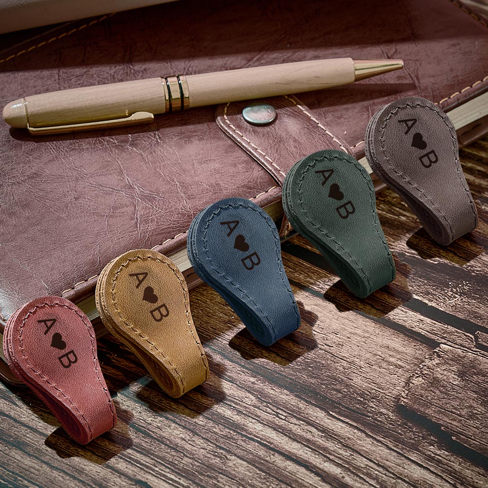 Personalized Leather Bookmark Custom Engraved Magnetic Bookmark Reader Gift - soufeelau