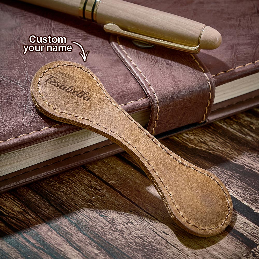 Custom Leather Bookmark Personalized Name Engraved Magnetic Bookmark Gift - soufeelau