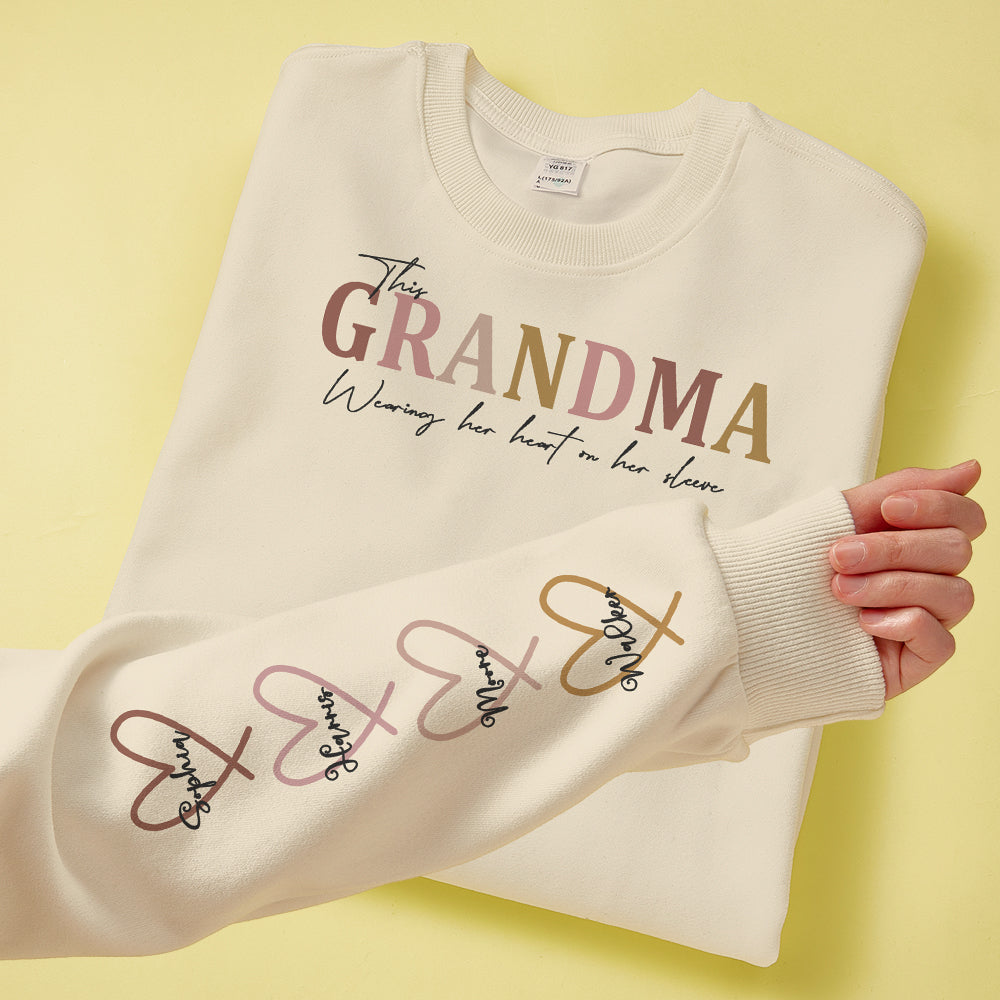 Custom Name Hoodie Personalized Hoodies Wear Heart On Sleeve Hoodie Mother's Day Gift - soufeelau