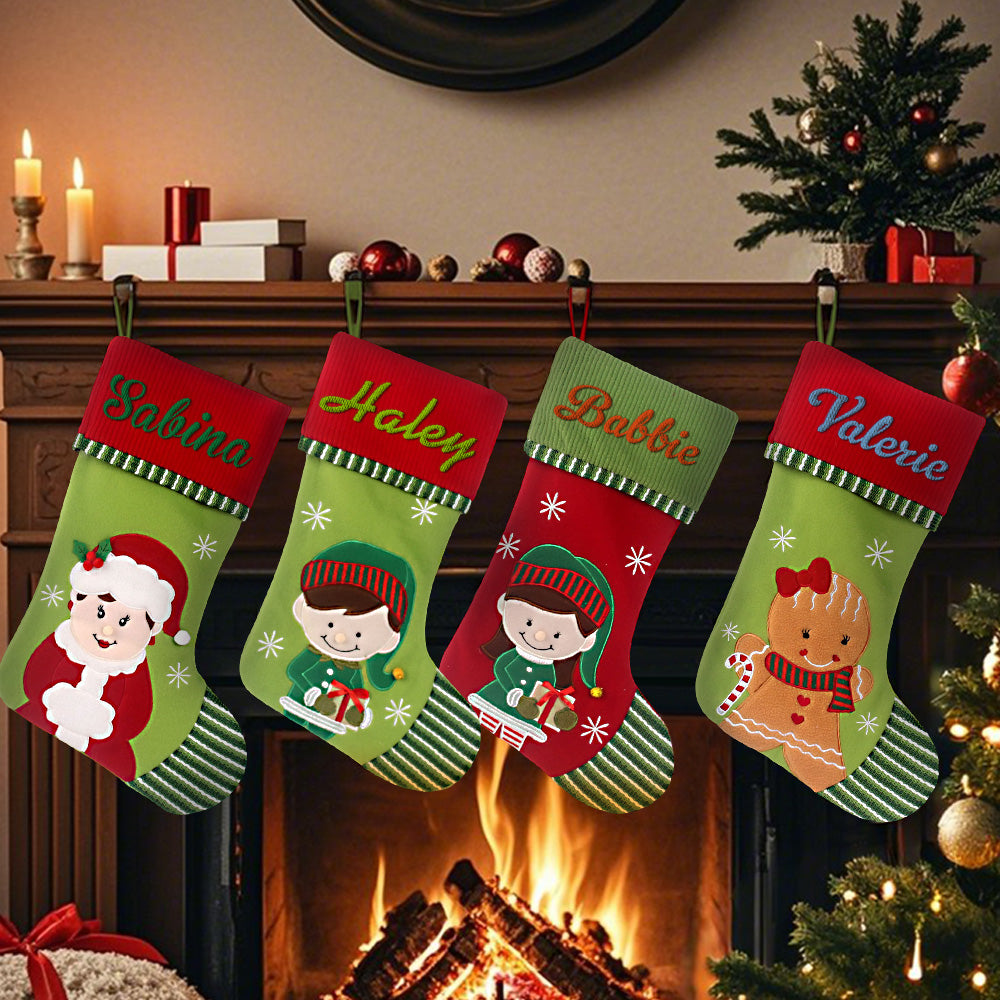 Personalized Christmas Stocking with Embroidered Name  Christmas Stockings Gifts for Family - soufeelau