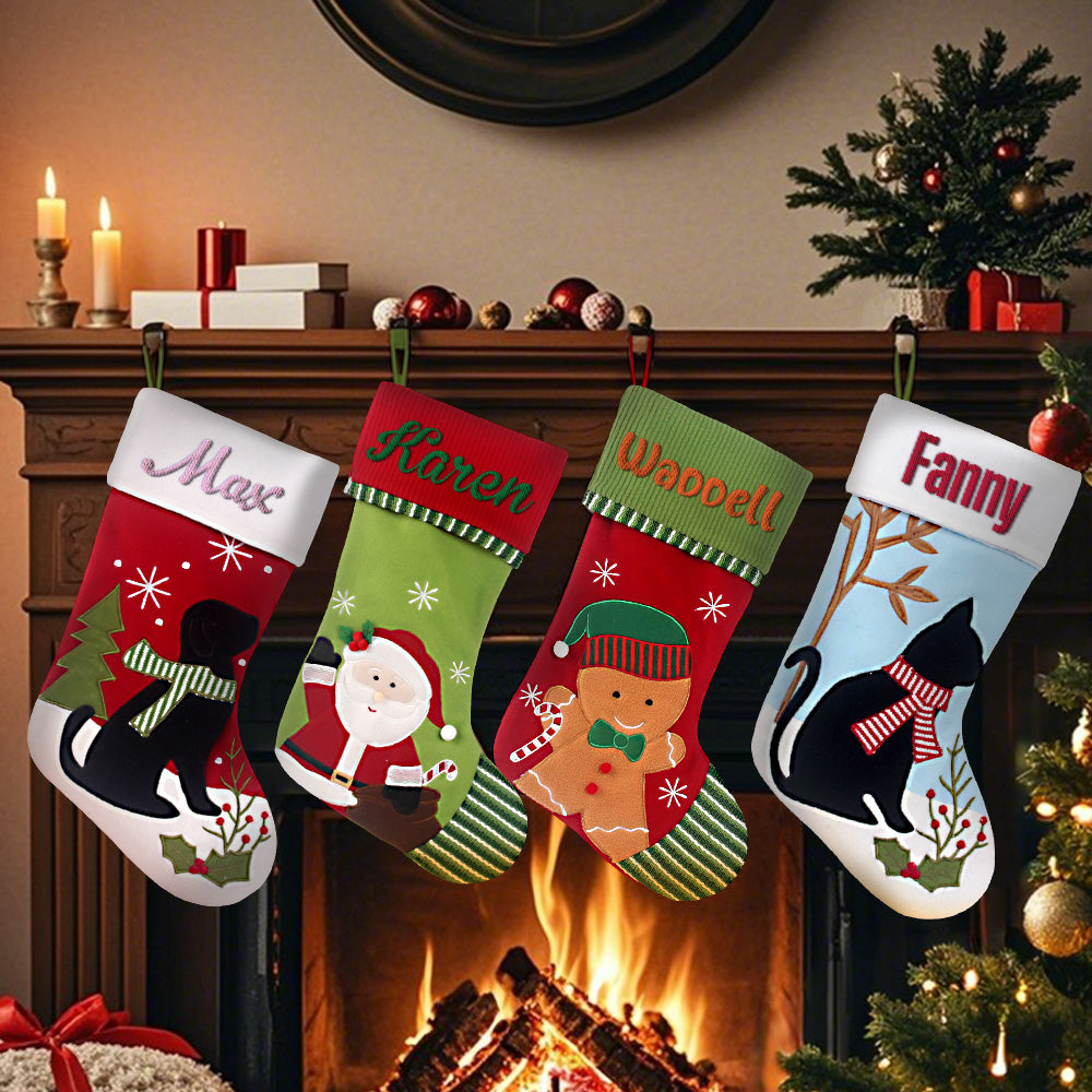 Personalized Christmas Stocking with Embroidered Name  Christmas Stockings Gifts for Family - soufeelau